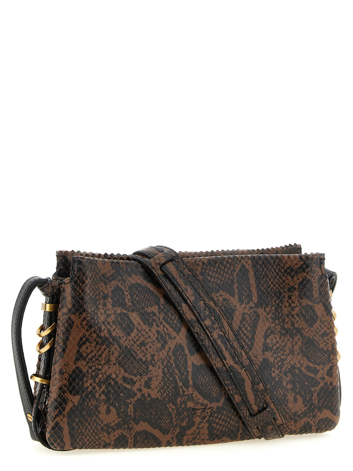 PINKO Brown Calfskin Crossbody Bag with Python Print