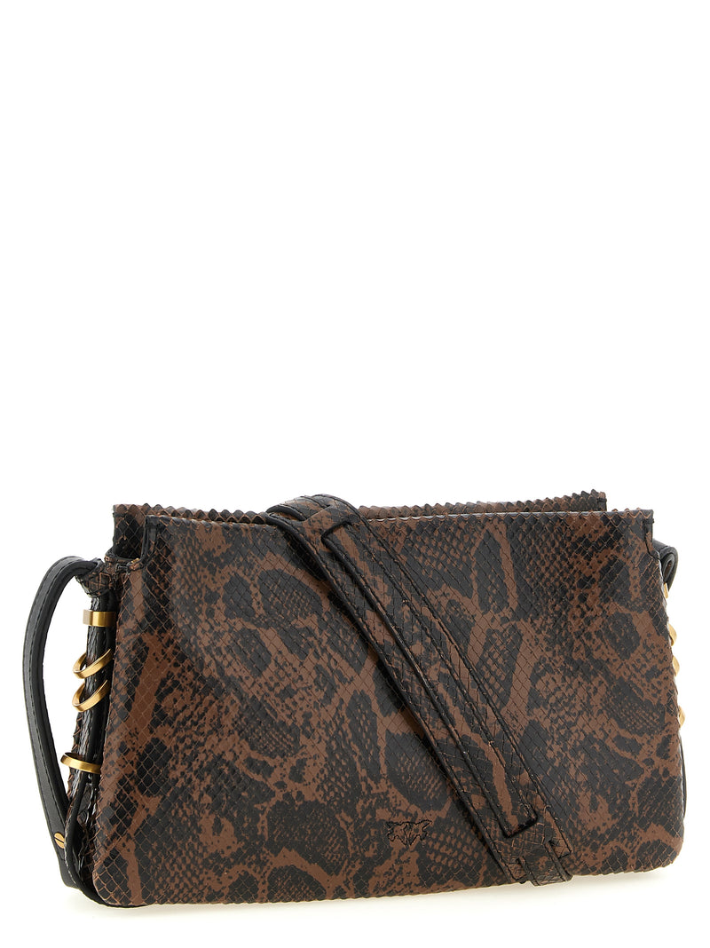PINKO Brown Calfskin Crossbody Bag with Python Print