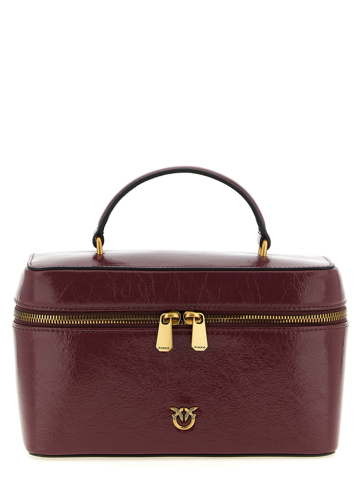 PINKO Bordeaux Calfskin Handbag - Luxury Vanity Case
