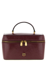 PINKO Bordeaux Calfskin Handbag - Luxury Vanity Case