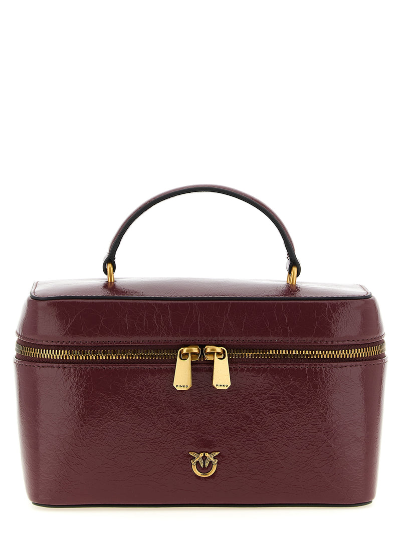 PINKO Bordeaux Calfskin Handbag - Luxury Vanity Case