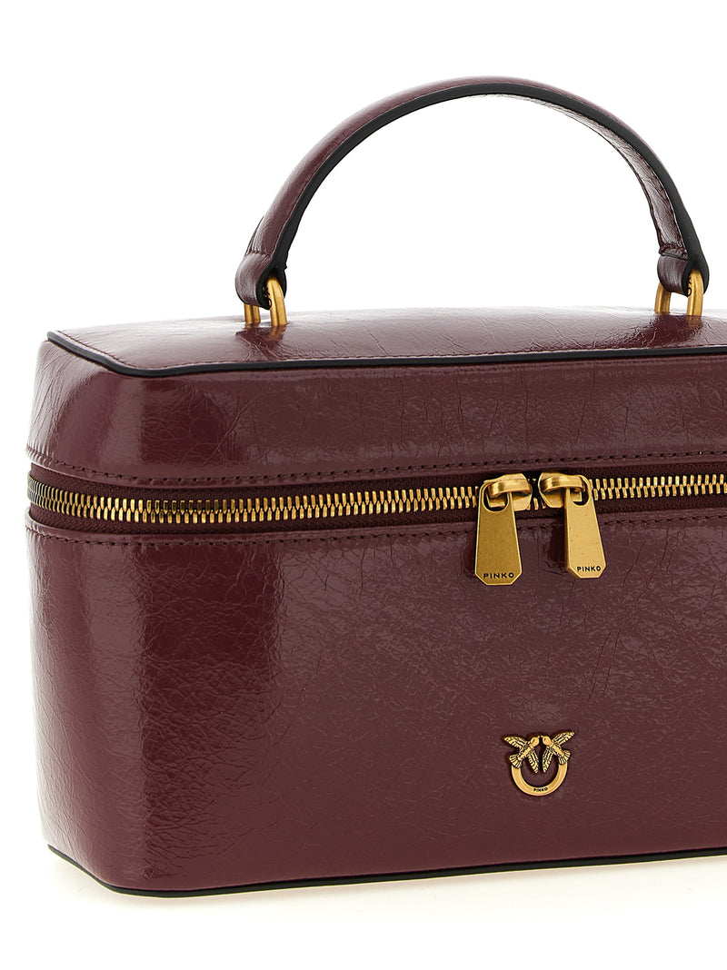 PINKO Bordeaux Calfskin Handbag - Luxury Vanity Case