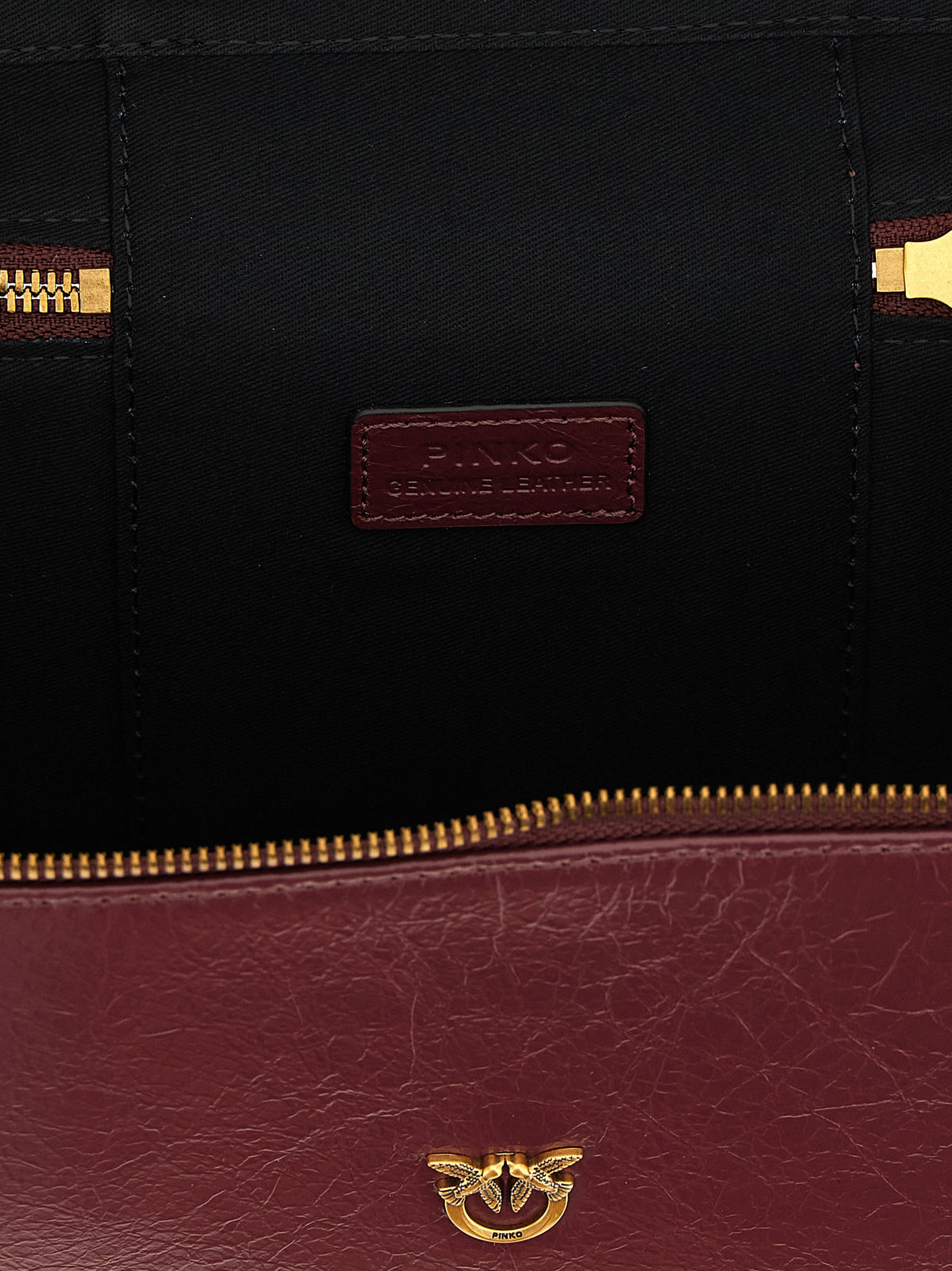 PINKO Bordeaux Calfskin Handbag - Luxury Vanity Case