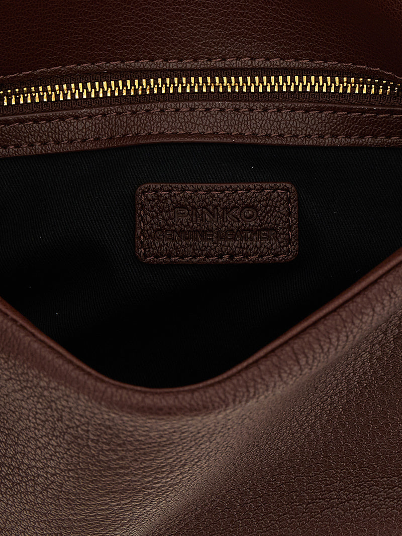 PINKO Brown Lamb Leather Shoulder Bag - Luxury Accessory