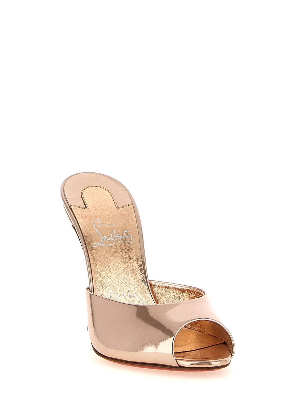Christian Louboutin Me Dolly Gold Calfskin Stiletto Heel Sandals