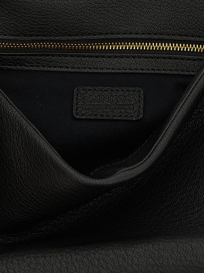 PINKO Black Lamb Leather Shoulder Bag