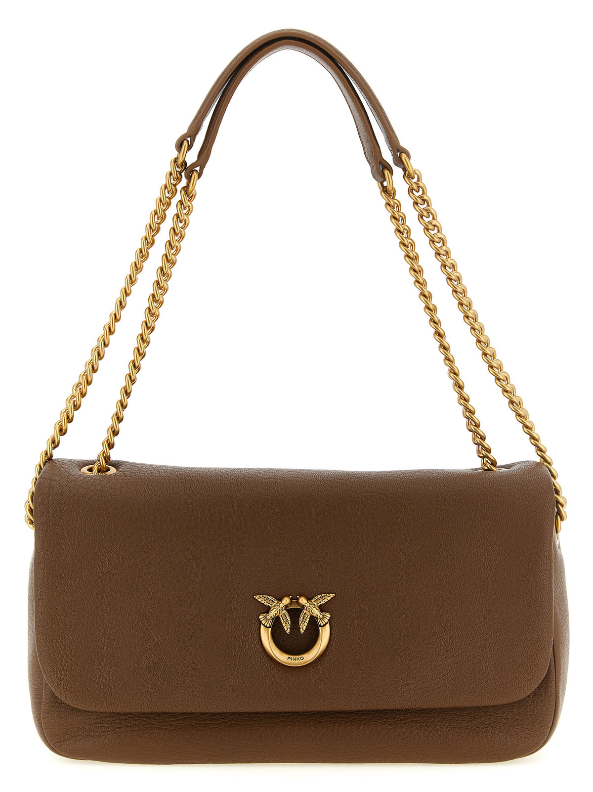 PINKO Brown Lamb Leather Shoulder Bag - Elegant & Chic
