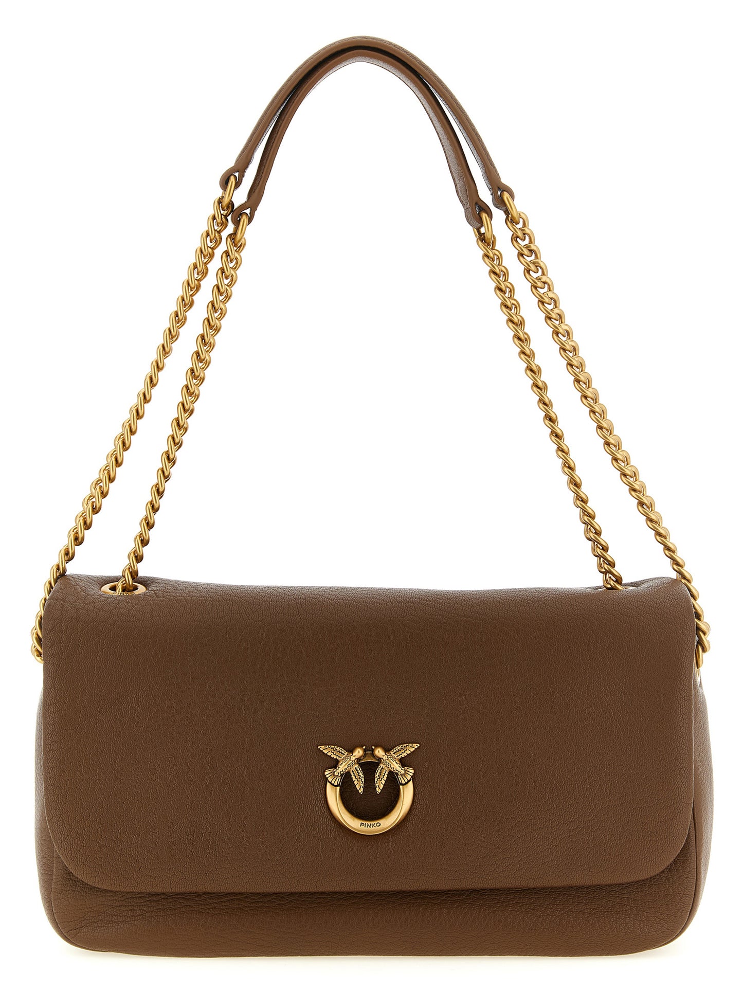 PINKO Brown Lamb Leather Shoulder Bag
