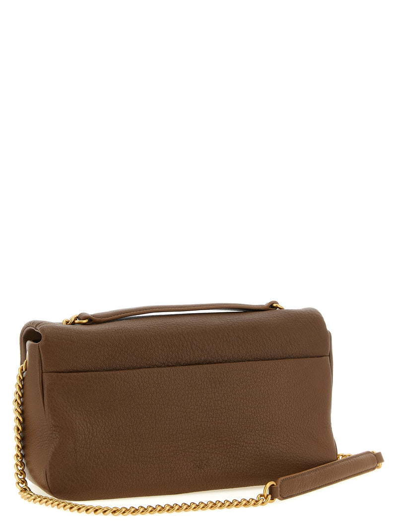 PINKO Brown Lamb Leather Shoulder Bag - Elegant & Chic