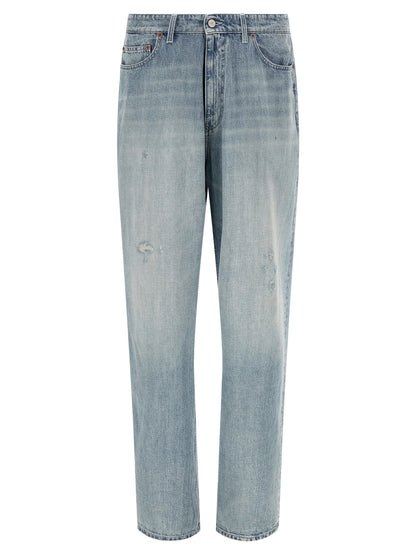 MM6 Maison Margiela Blue Cotton Straight-Leg Jeans