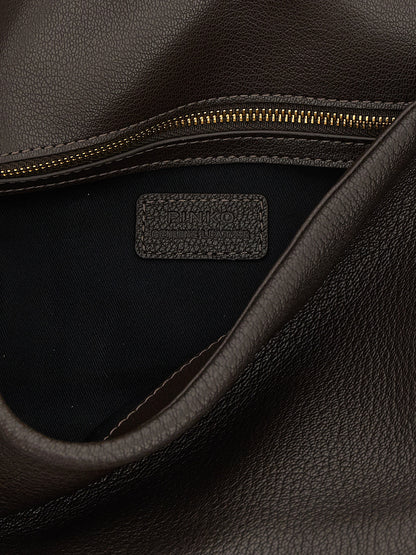 PINKO Brown Lamb Leather Shoulder Bag