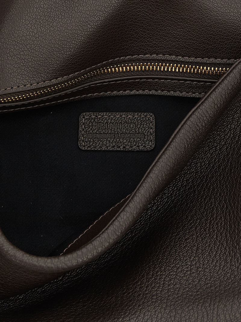 PINKO Brown Lamb Leather Shoulder Bag - Chic Elegance