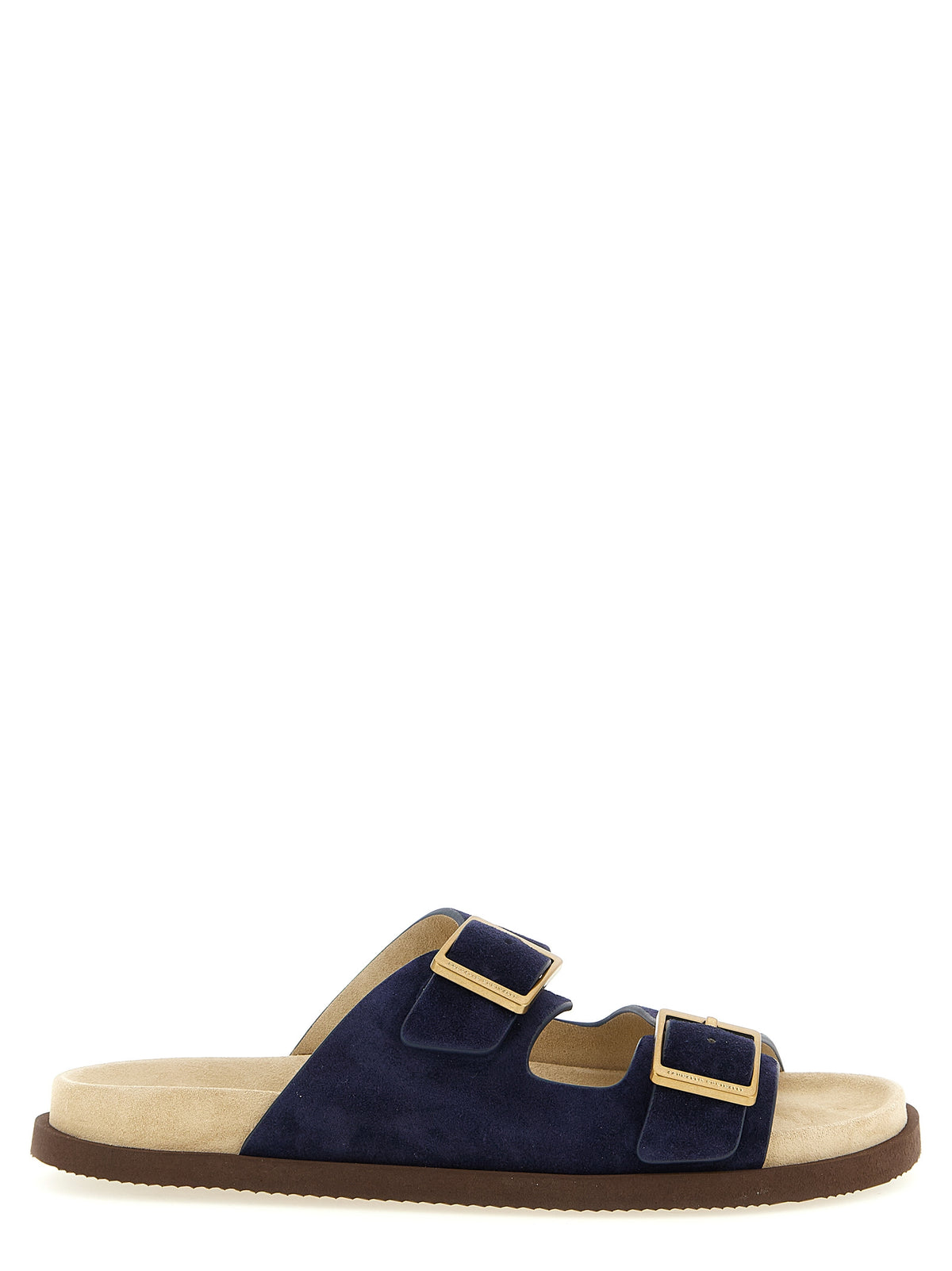 Brunello Cucinelli Blue Calfskin Slides for Men