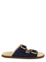 Brunello Cucinelli Blue Calfskin Slides for Men