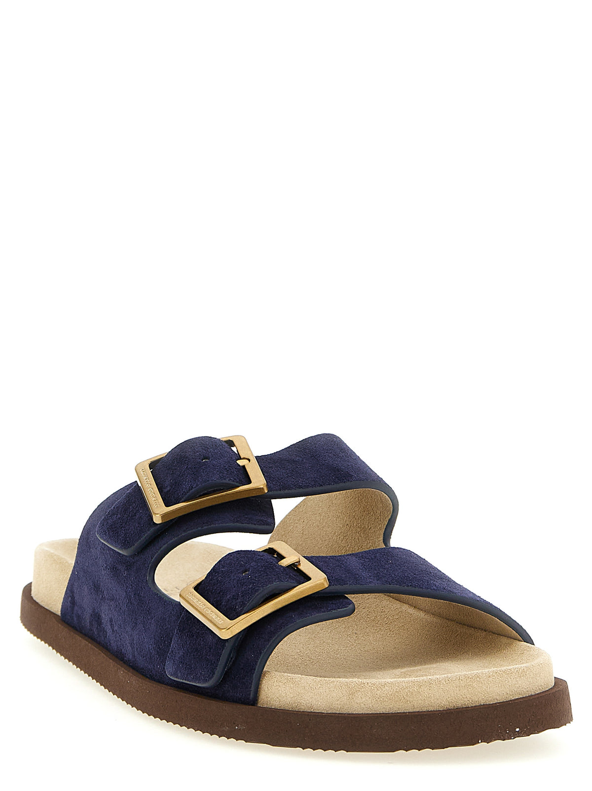 Brunello Cucinelli Blue Calfskin Slides for Men