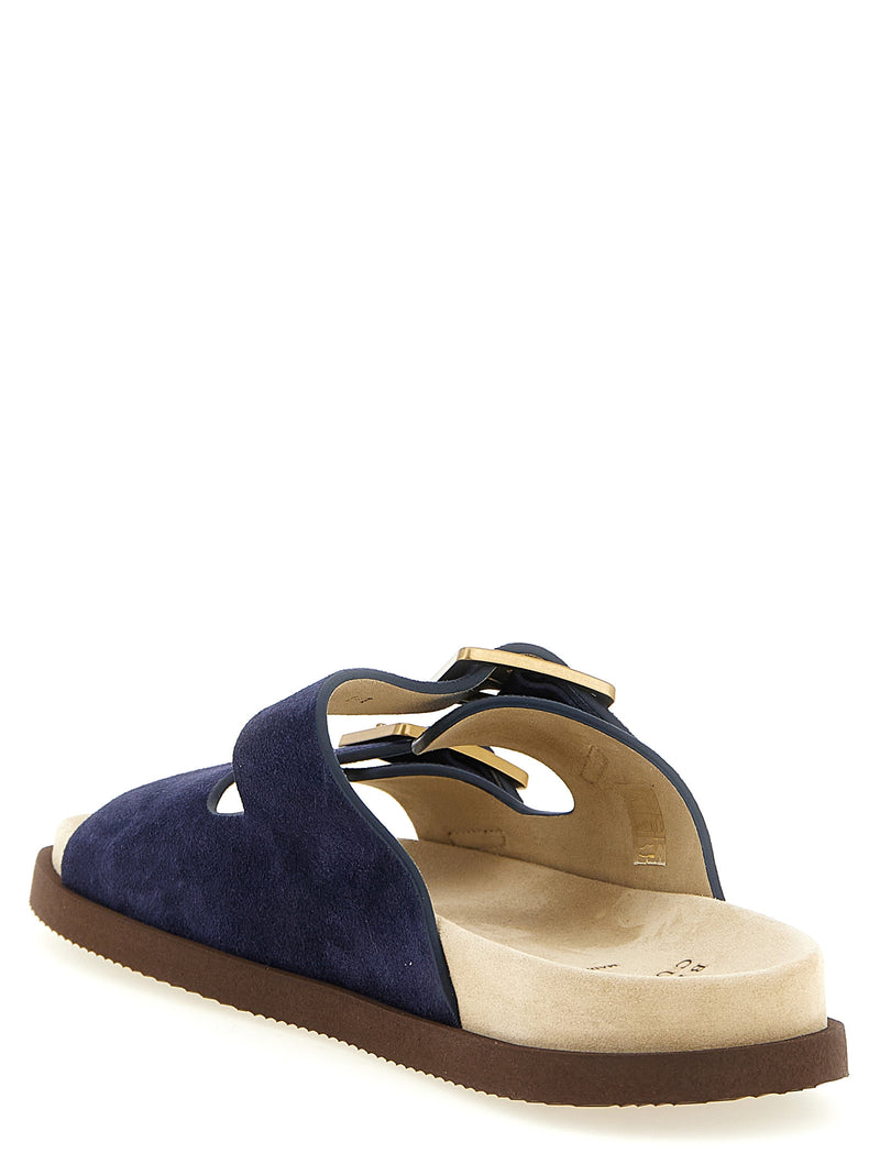 Brunello Cucinelli Blue Calfskin Slides for Men