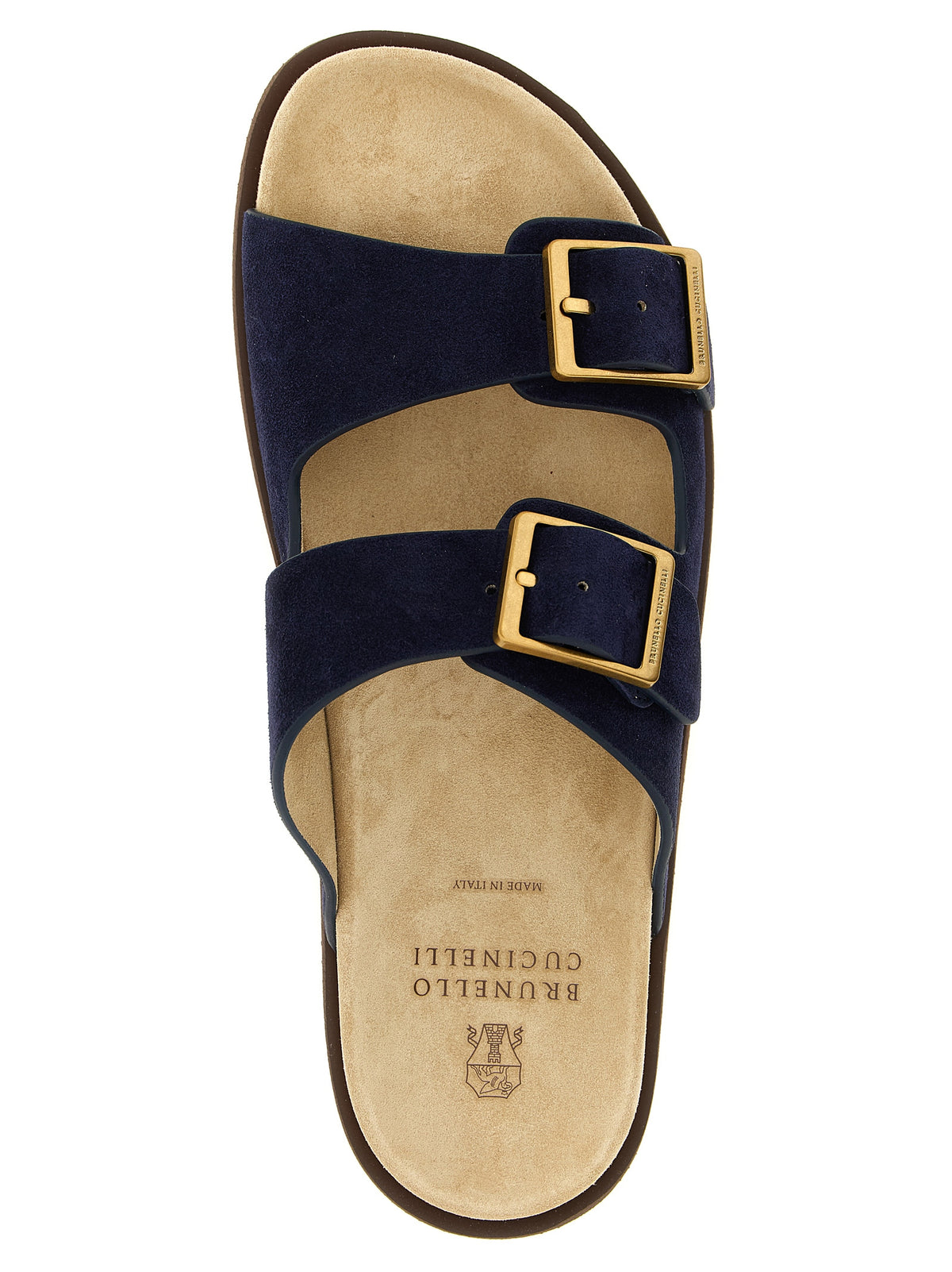 Brunello Cucinelli Blue Calfskin Slides for Men