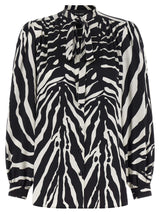 Dolce & Gabbana Bicolor Silk Blouse - Zebra Print