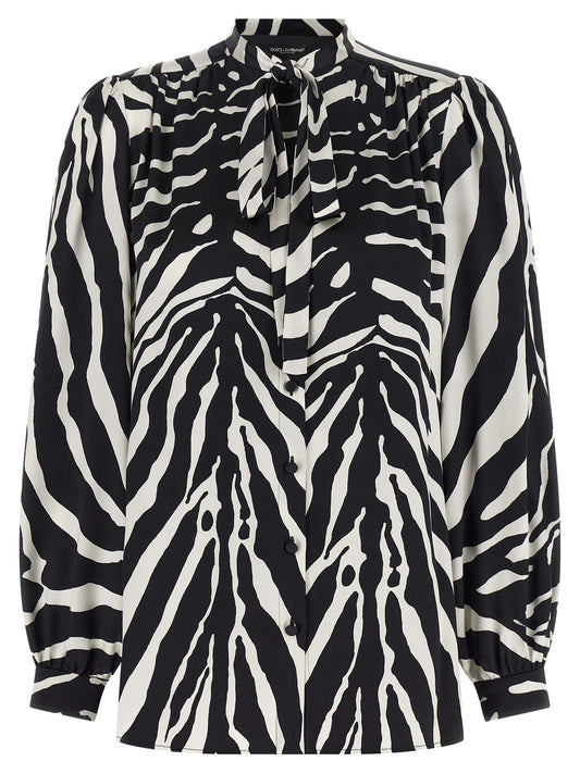 Dolce & Gabbana Bicolor Silk Blouse - Zebra Print