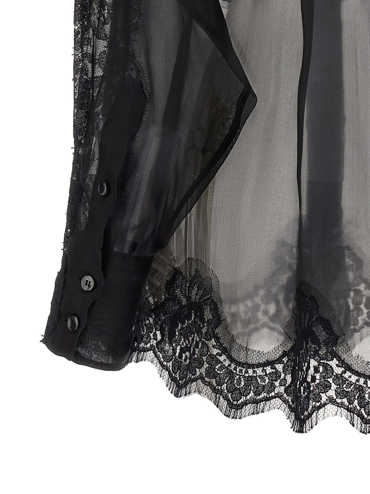 Dolce & Gabbana Black Silk Blouse with Lace Inserts