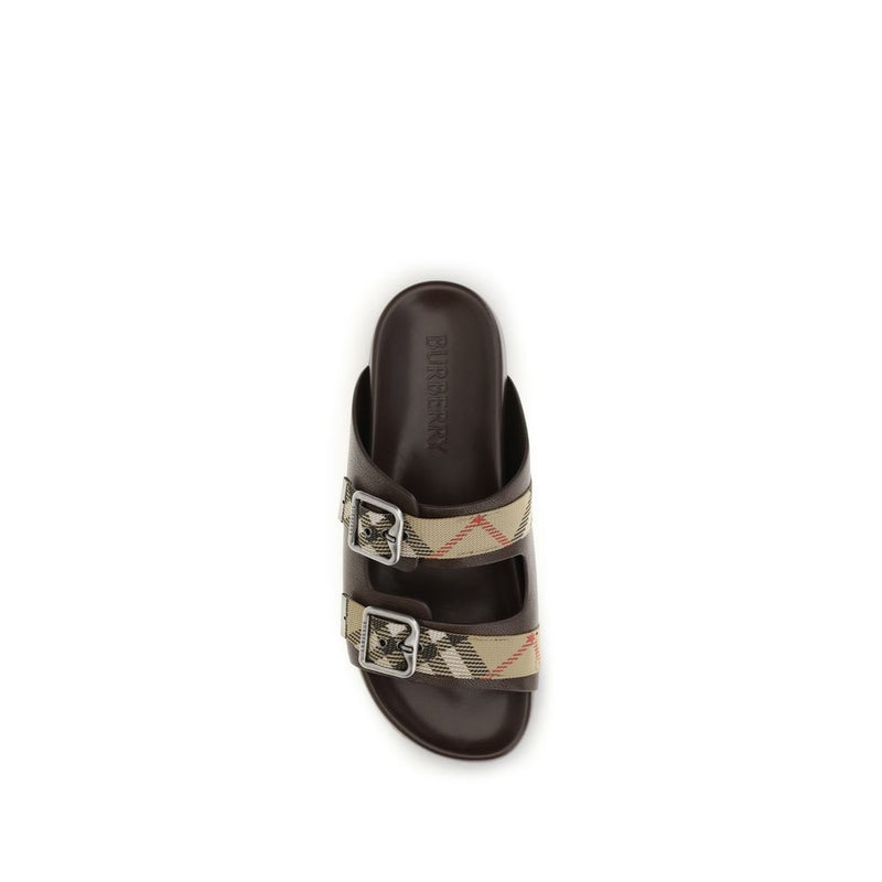 Burberry Brown Goatskin Flat Sandals for Men