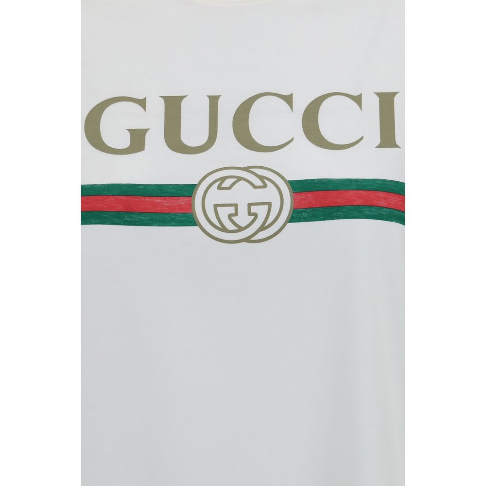 Gucci White Cotton and Silk Jersey T-Shirt for Women