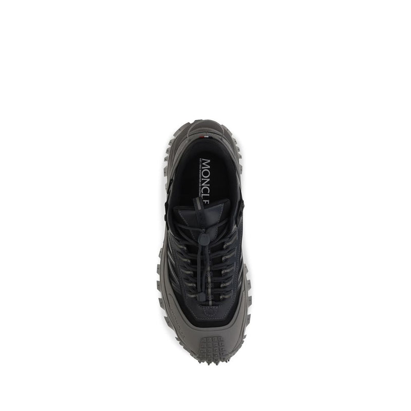 Moncler Gray Calf Leather Bos Taurus Athletic Sneakers