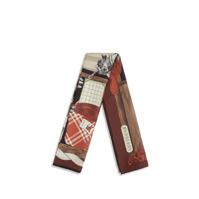 Burberry Brown Silk Wardrobe Print Scarf
