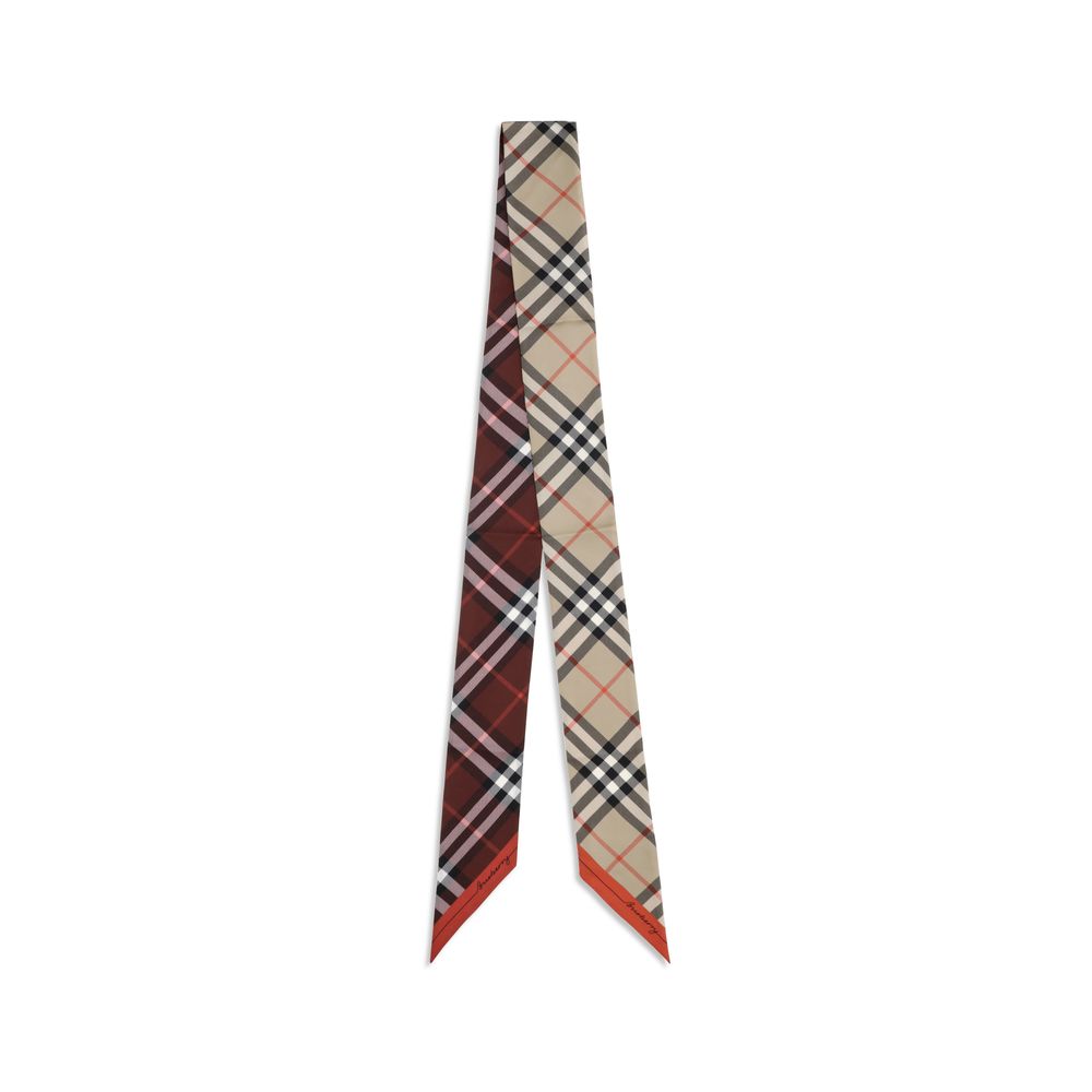 Burberry Beige Silk Scarf - Iconic Check Design