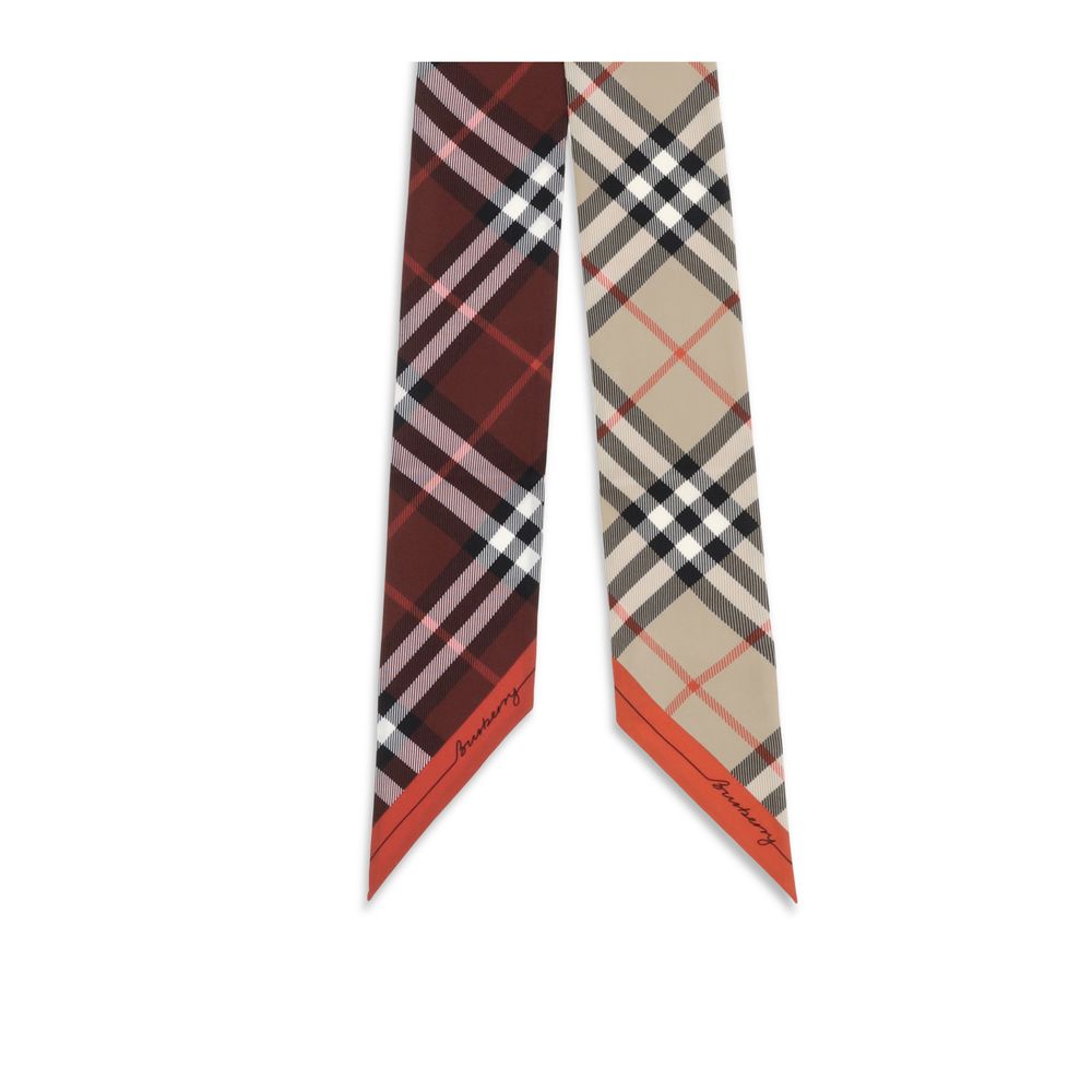Burberry Beige Silk Scarf - Iconic Check Design
