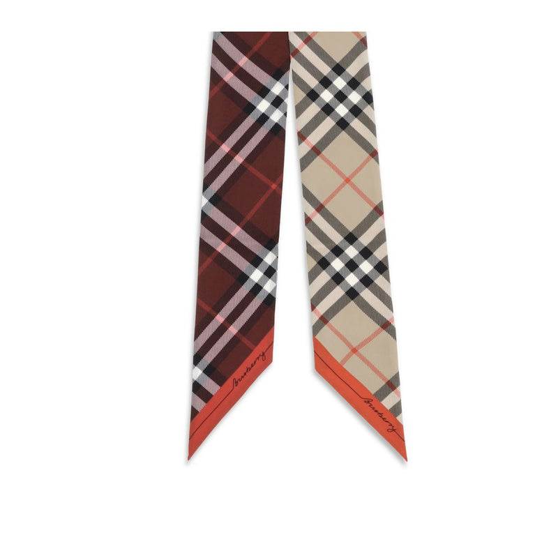 Burberry Beige Silk Scarf - Iconic Check Design