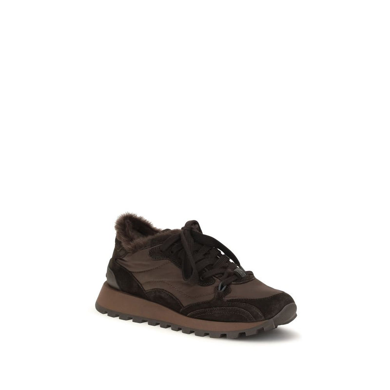 Brunello Cucinelli Black Calf Leather Bos Taurus Athletic Sneakers