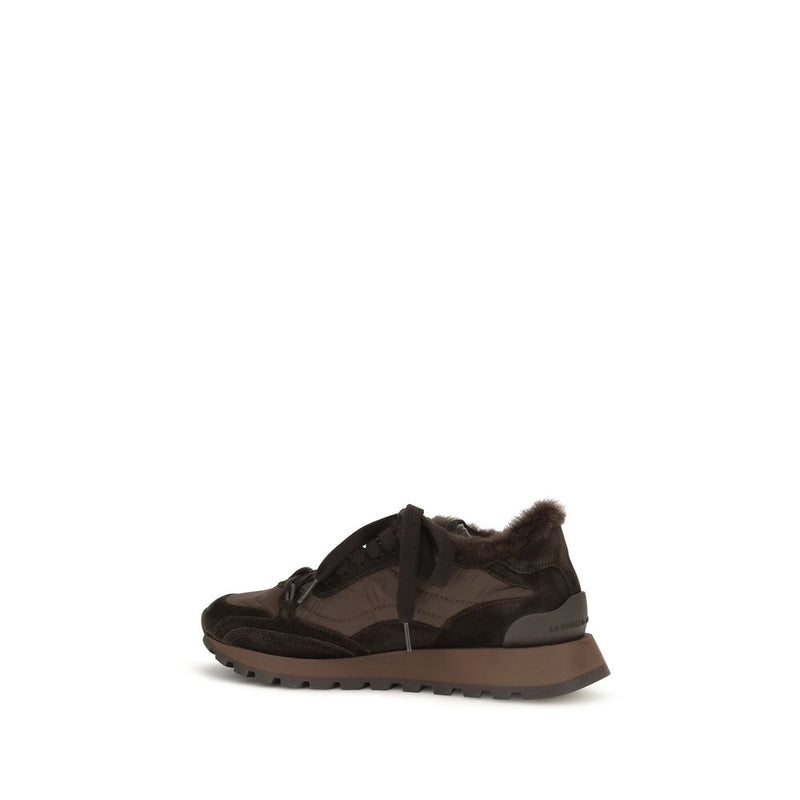 Brunello Cucinelli Black Calf Leather Bos Taurus Athletic Sneakers