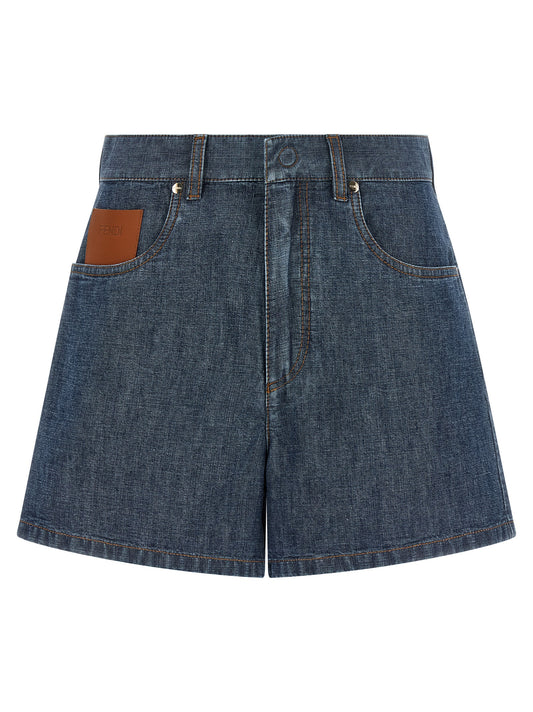 Fendi Blue Cotton Bermuda Shorts - Timeless Elegance