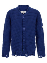 MM6 Maison Margiela Blue Virgin Wool Cardigan for Men