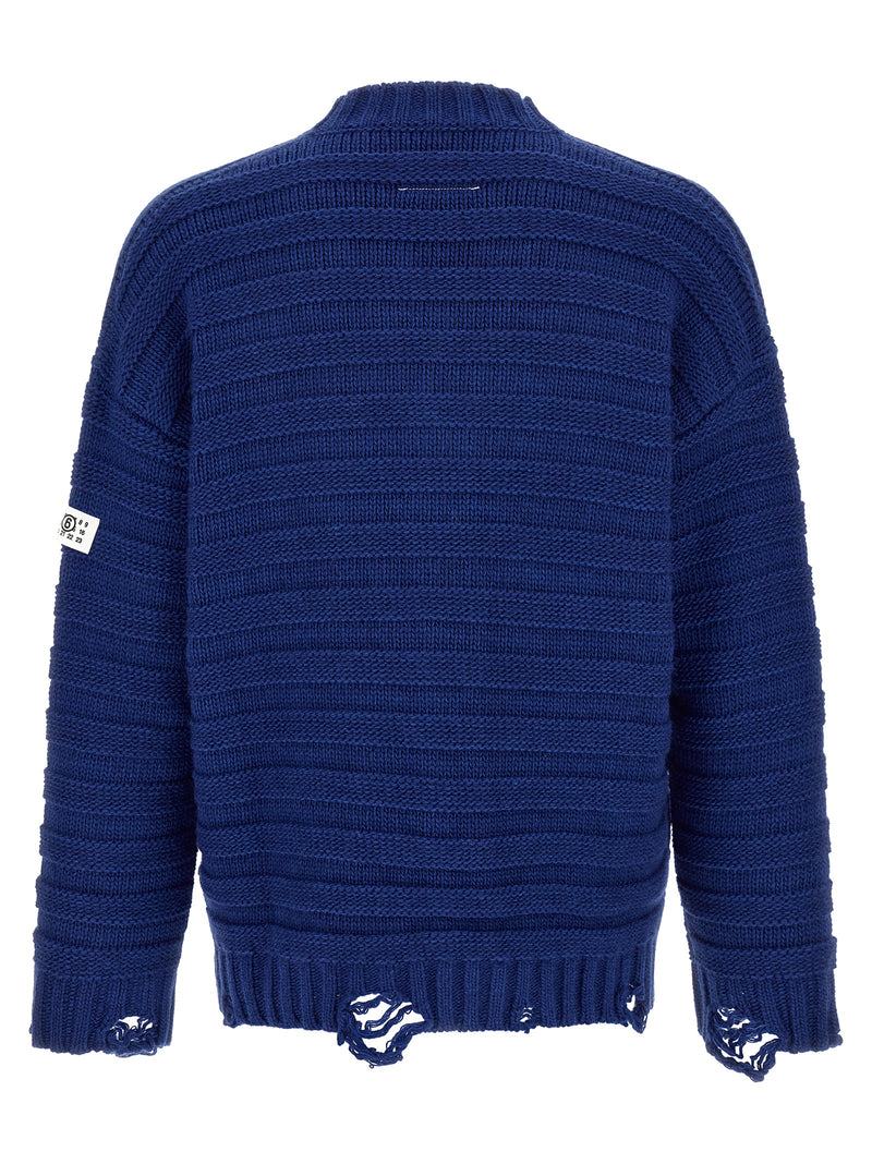 MM6 Maison Margiela Blue Virgin Wool Cardigan for Men
