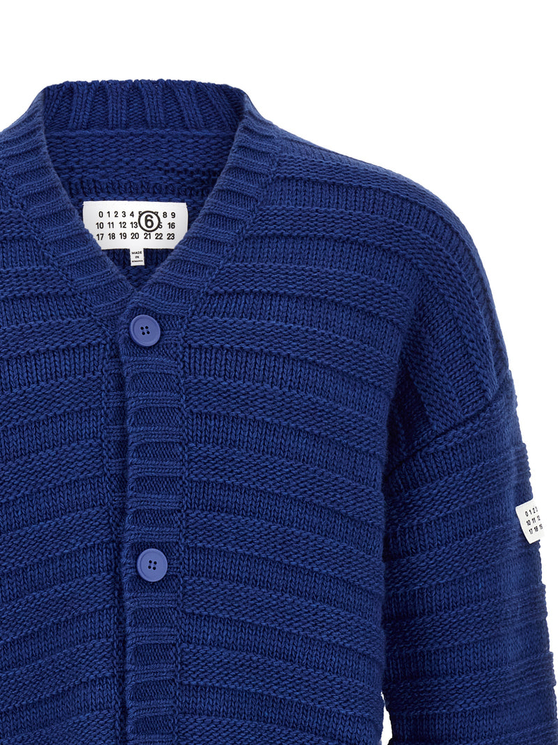 MM6 Maison Margiela Blue Virgin Wool Cardigan for Men