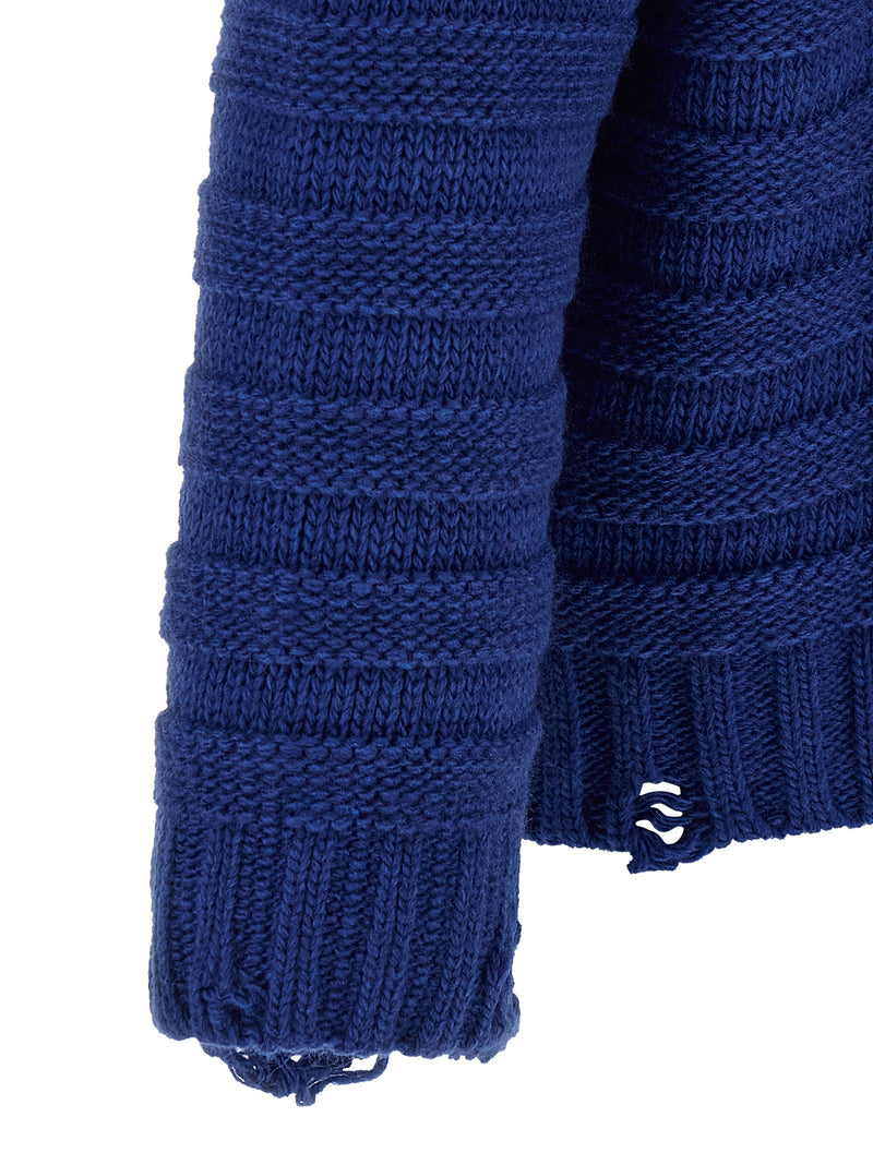 MM6 Maison Margiela Blue Virgin Wool Cardigan for Men
