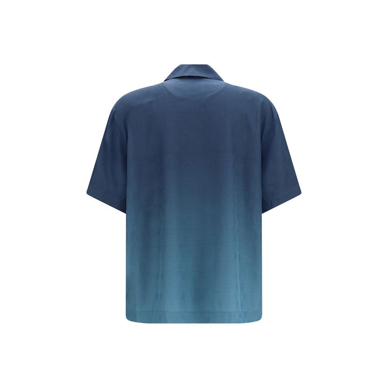 Off-White Arrow Monogram Blue Viscose Shirt for Men