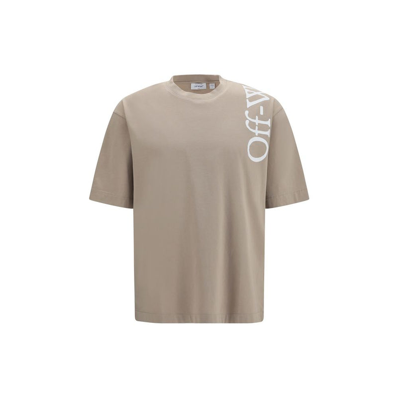 Off-White Vertical Bookish Beige Cotton T-Shirt