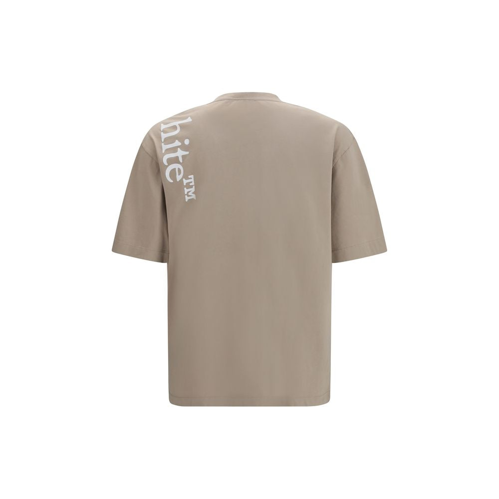 Off-White Vertical Bookish Beige Cotton T-Shirt