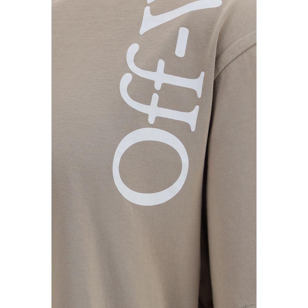 Off-White Vertical Bookish Beige Cotton T-Shirt