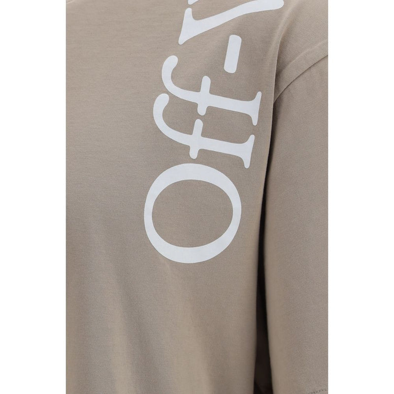 Off-White Vertical Bookish Beige Cotton T-Shirt