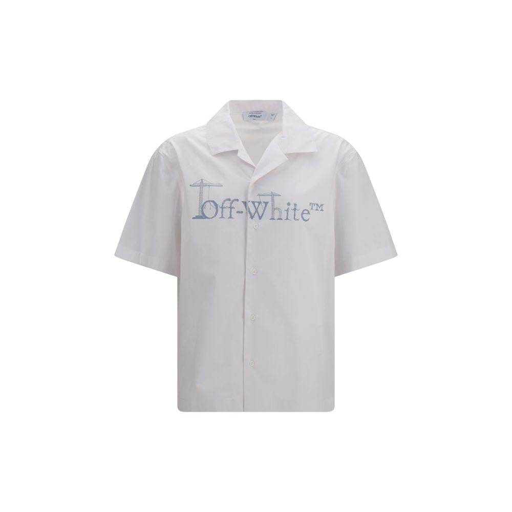 Off-White White Cotton Pattern Shirt - City Nature Bowling Shirt