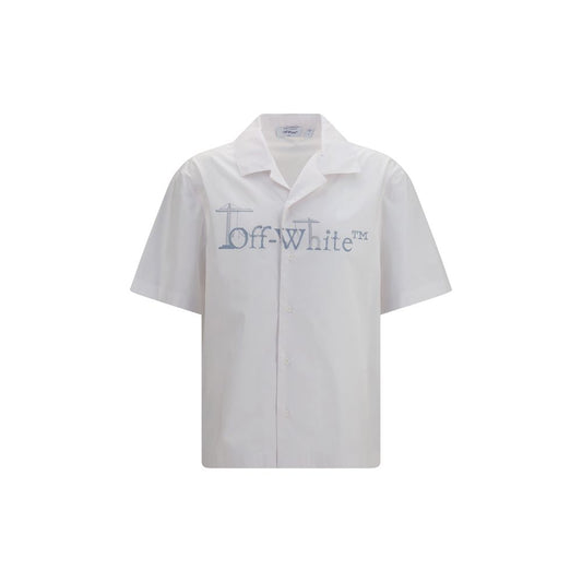 Off-White White Cotton Pattern Shirt - City Nature Bowling Shirt