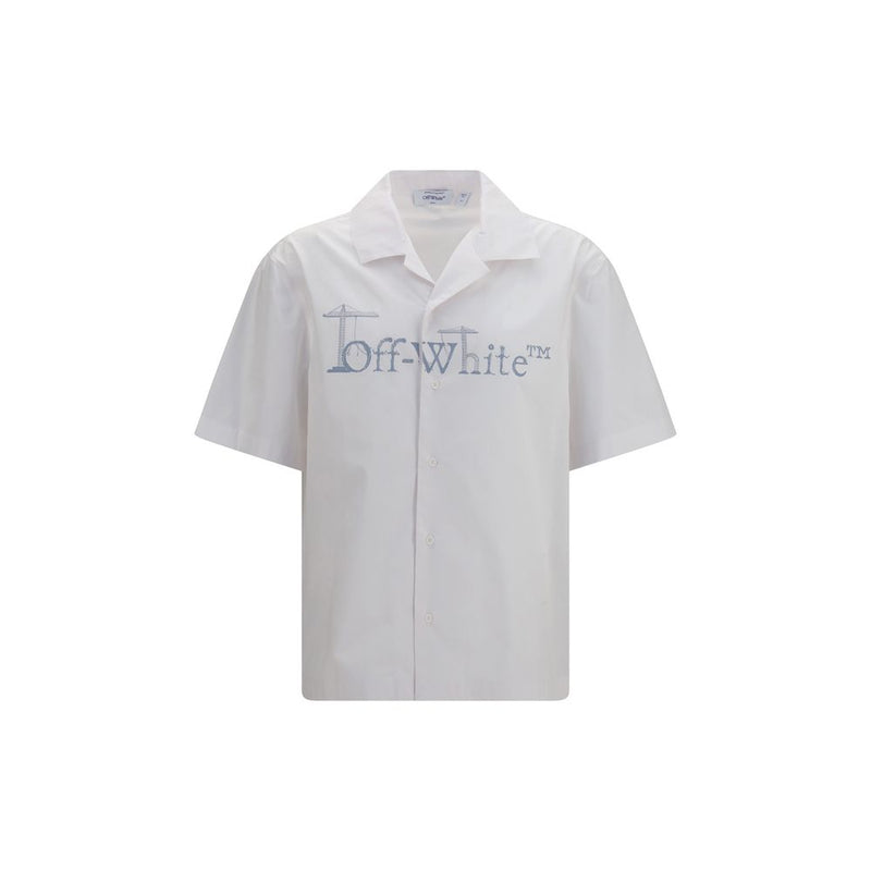 Off-White White Cotton Pattern Shirt - City Nature Bowling Shirt