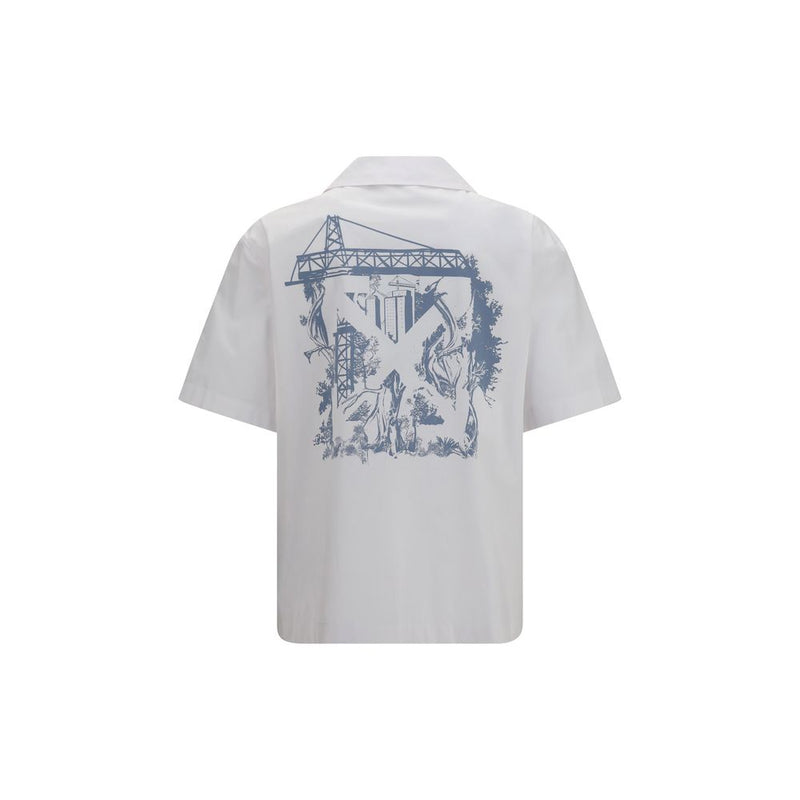 Off-White White Cotton Pattern Shirt - City Nature Bowling Shirt