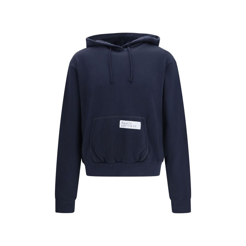 Maison Margiela Blue Cotton Hooded Sweatshirt