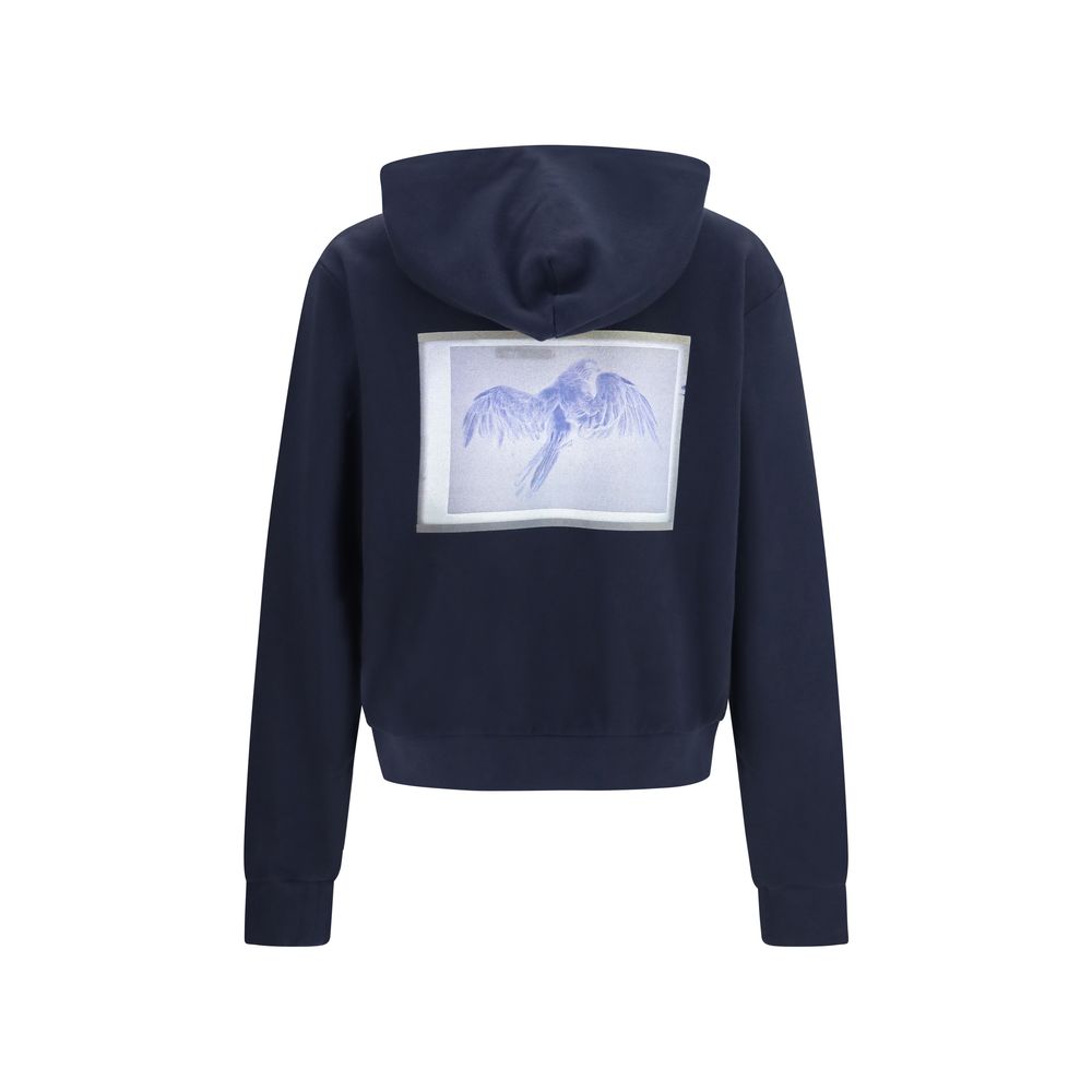 Maison Margiela Blue Cotton Hooded Sweatshirt