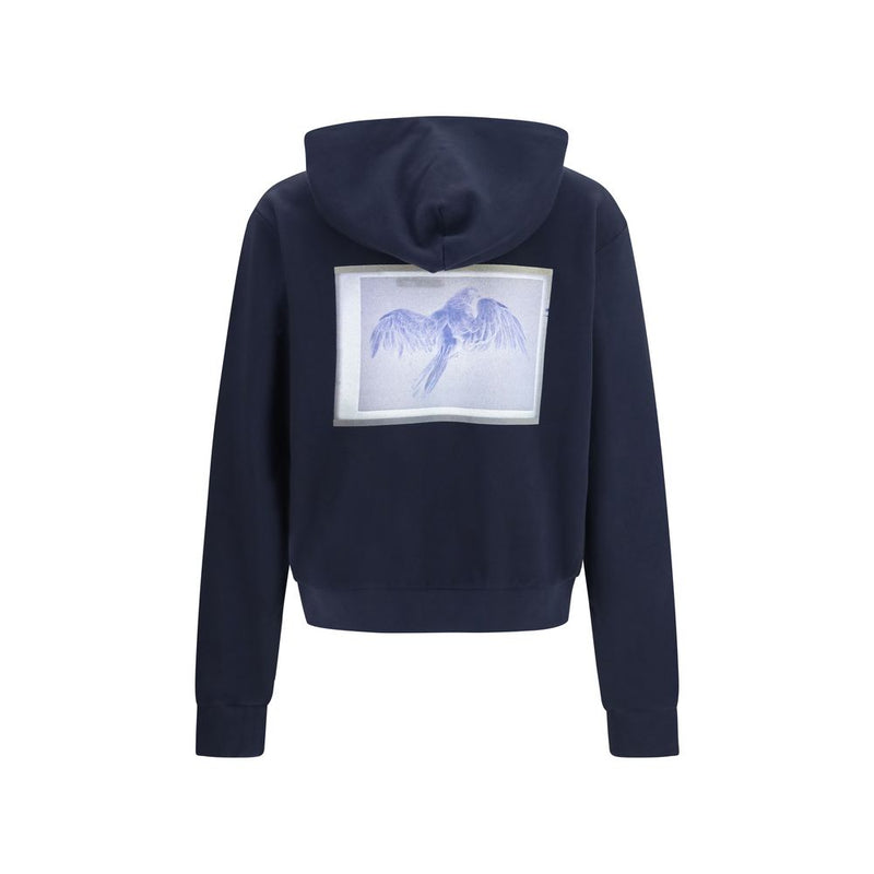 Maison Margiela Blue Cotton Hooded Sweatshirt